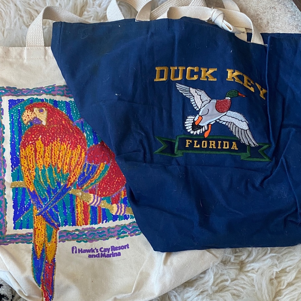Colorful Parrot and Duck Key Tote Bags